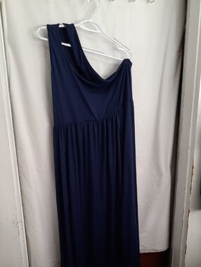 One-Shoulder Navy Maxi Dress - Size XXL